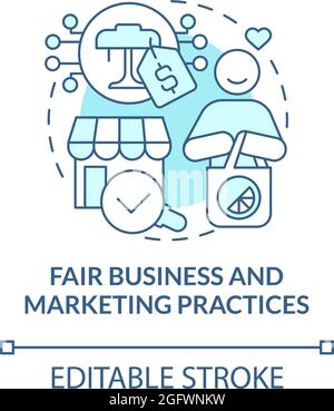 Fair business and marketing practices blue concept icon Stock Vector