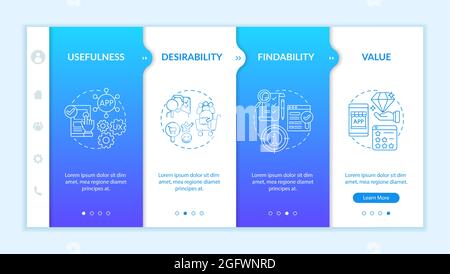 UX principles onboarding vector template Stock Vector