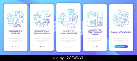 Return to work employee rights blue gradient onboarding mobile app page screen Stock Vector