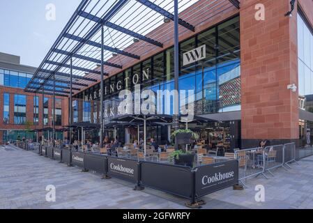 The new Time Square Warrington market area. Stock Photo