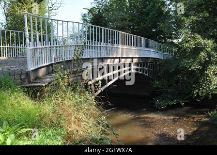 Built in 1813 Cantlop Bridge is a single span cast-iron road bridge over the Cound Brook in Shropshire, Stock Photo