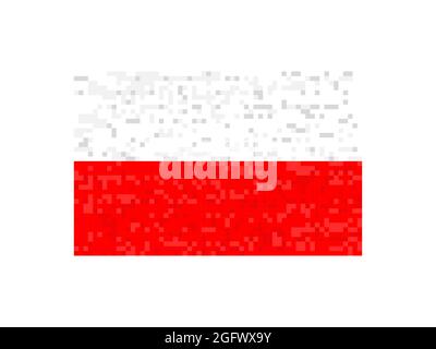 Poland flag pixel art. 8-bit Poland flag sign. Design for a festive banner and poster. Vector illustration Stock Vector