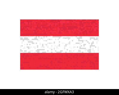 Austria flag pixel art. 8-bit Austria flag sign. Design for a festive banner and poster. Vector illustration Stock Vector