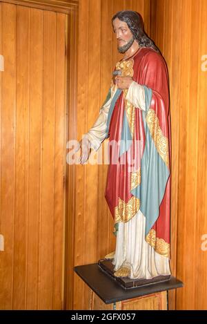 Den Hoorn, Texel, the Netherlands. August 13, 2021. Wooden statues of saints in the church of Den Hoornon the island of Texel.  Stock Photo