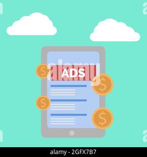 Illustration vector design of mobile advertising Stock Vector