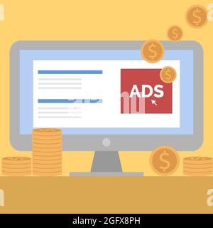 Illustration vector design of online advertising Stock Vector