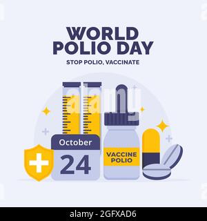 Flat world polio day illustration Vector illustration. Stock Vector