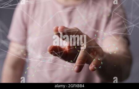 Digital network binary code interface digital touch Stock Photo