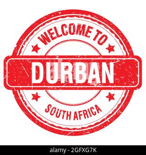 WELCOME TO DURBAN - SOUTH AFRICA, words written on red grungy stamp Stock Photo