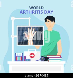 Flat world arthritis day illustration Vector illustration. Stock Vector