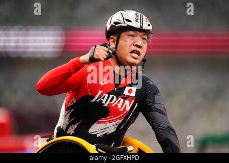 Tokyo, Japan. 27th Aug, 2021. Tomoki Sato (JPN) Athletics : Men's 400m T52 Final at the Olympic Stadium during Tokyo 2020 Paralympic Games in Tokyo, Japan . Credit: SportsPressJP/AFLO/Alamy Live News