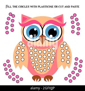 Educational paper game for preschoolers development. Cut out parts of the image and glue on paper or fill in the white spots with plasticine Stock Vector