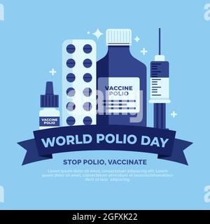 Flat world polio day illustration Vector illustration. Stock Vector