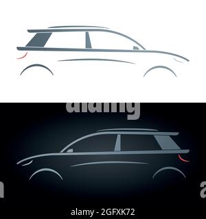 Silhouette of a hatchback. Concept car. Vector illustration. Stock Vector