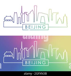 Beijing skyline. Colorful linear style. Editable vector file. Stock Vector