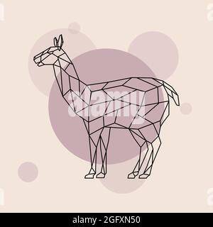 Lama side view. Geometric style. Wild animal. Vector illustration. Stock Vector