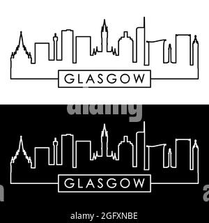 Glasgow skyline. Linear style. Editable vector file. Stock Vector