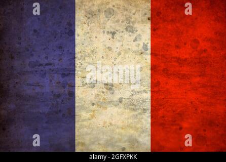 Dark France flag design with textured and stained rustic effect Stock Photo