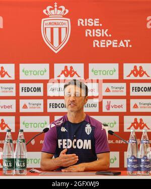 La Turbie, France - August 27, 2021: AS Monaco - Troyes Press Conference with AS Monaco Coach german Niko Kovac, J4, L1, Ligue 1. Mandoga Media Stock Photo