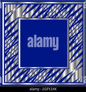 silver frame for design template. Elegant element for design in Eastern style, place for text.on a  blue background. Lace vector illustration for invi Stock Vector