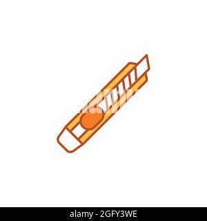 Box cutter color line icon. Stationery knife concept. School, office supplies. Sign for web page, mobile app, banner, social media. Editable stroke. Stock Vector