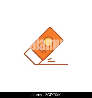 Eraser color line icon. Mistake removal tool concept. School, office supplies. Sign for web page, mobile app, banner, social media. Editable stroke. Stock Vector