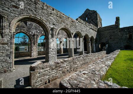 Boyle Abbey under the sunlight and a blue sky in Ireland Stock Photo