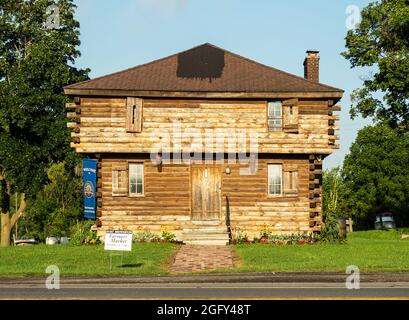 Brewerton, New York, USA. August 22,2021 .Exterior of the Oliver Stevens Blockhouse Museum on the historic grounds of the old Fort Brewerton Stock Photo