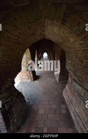 Rasmancha interior. This Hindu temple was built by Bir Hambir in c.1600 CE. It stands on a raised square (24.5 m x 24.5 m) laterite plinth with a pyra Stock Photo