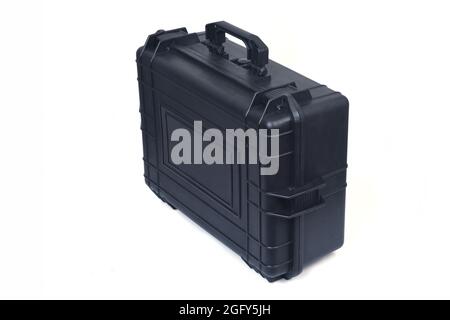 black safety briefcase isolated on white background. Stock Photo