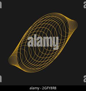Yellow abstract lines in ellipse form. Spiral vector illustration. Design element for frame, round logo, blackout tattoo, sign, symbol, web pages Stock Vector