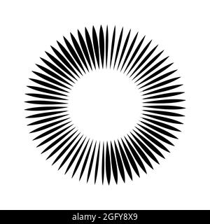 Black abstract radial stripes. Geometric art. Design element for border frame, round logo, tattoo, sign, symbol, web pages, prints, template, pattern Stock Vector