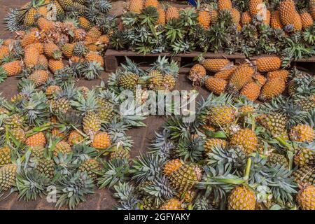 Pile of pineapples at Manning Market in Colombo, Sri Lanka Stock Photo
