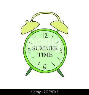 Colored clock with the inscription Summer time. Vector illustration. Stock Vector