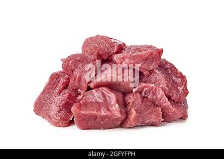 Heap of raw chopped beef isolated on white background. Clipping path included Stock Photo
