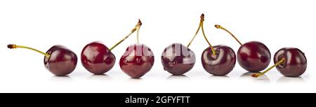 Ripe sweet cherries isolated on white background. Clipping path included Stock Photo