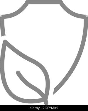 Protective shield with leaf line icon. Safe nature, protection of nature Stock Vector