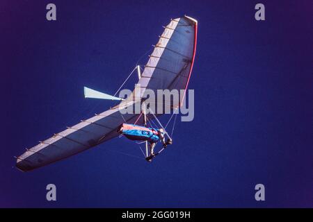 A hang glider flying near Alamogordo, New Mexico. Stock Photo