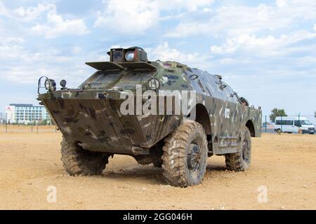 BRDM-2 is an amphibious armoured patrol car used by Russia and the former Soviet Union. Baku - Military Trophies Park Stock Photo