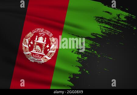 Brush stroke in Afghanistan flag concept vector illustration. Stock Vector