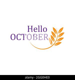 Hello October Template Vector, Design for Banner, Greeting Cards or Print Stock Vector