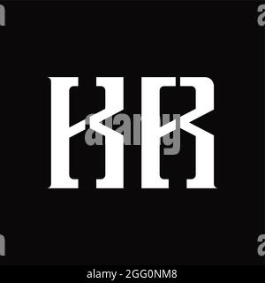 KR Logo monogram with middle slice on blackground design template Stock Vector