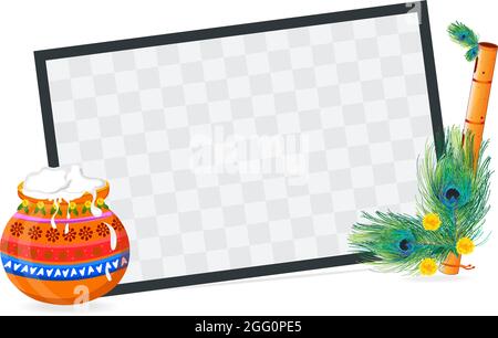 Happy Krishna Janmashtami festival card or frame Backgrounds. Stock Vector