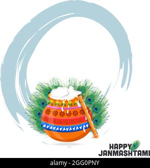 Happy Janmashtami, Lord Krishna on the occasion of Janmashtami festival in India Stock Vector