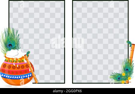 Happy Krishna Janmashtami festival card or frame Backgrounds. Stock Vector