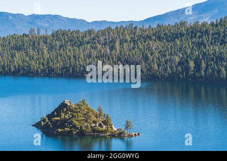 Fannette Island in Emerald Bay, Lake Tahoe, California on clear sunny autumn day Stock Photo