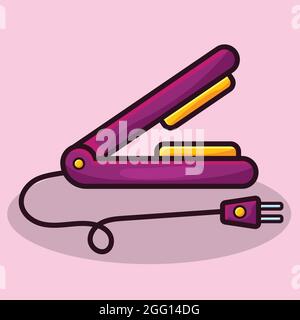 iron hair straightening isolated cartoon vector illustration in flat style Stock Vector