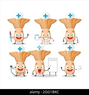 Doctor profession emoticon with lactarius cartoon character. Vector illustration Stock Vector