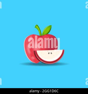 realistic apple vector illustration with sliced apple. isolated design Stock Vector