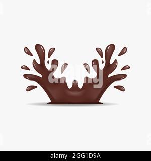 splash chocolate realistic vector illustration, isolated design Stock Vector